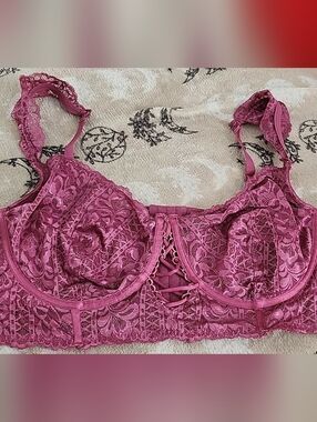 Torrid Floral Lace Underwire Bra in Deep Raspberry